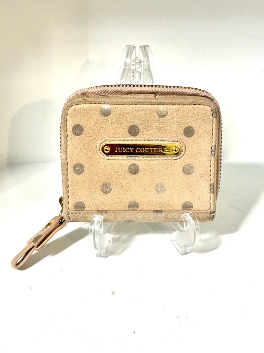 Juicy Couture light Pink Suede Damsel Polka-dot Wallet